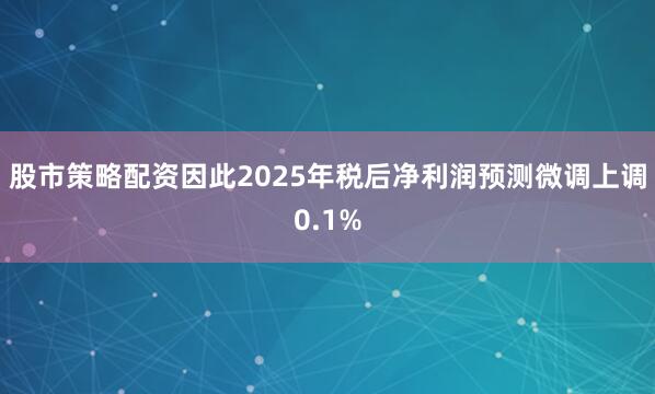 股市策略配资因此2025年税后净利润预测微调上调0.1%