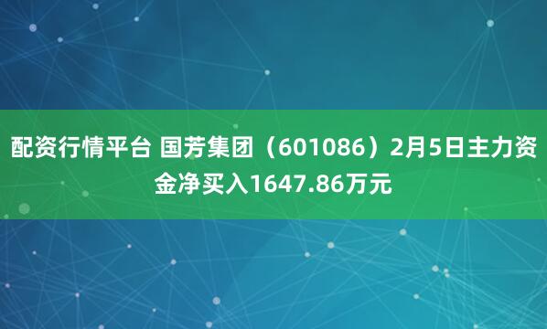 配资行情平台 国芳集团（601086）2月5日主力资金净买入1647.86万元