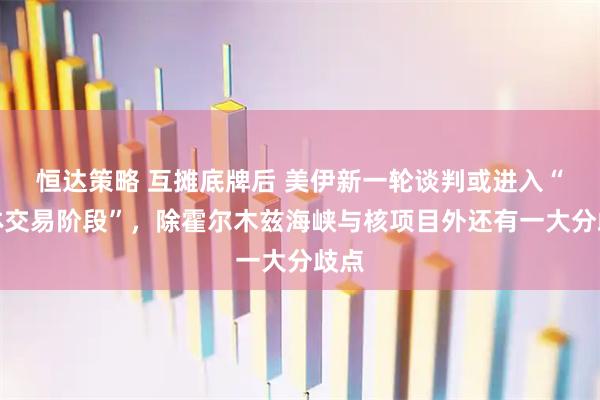 恒达策略 互摊底牌后 美伊新一轮谈判或进入“具体交易阶段”，除霍尔木兹海峡与核项目外还有一大分歧点